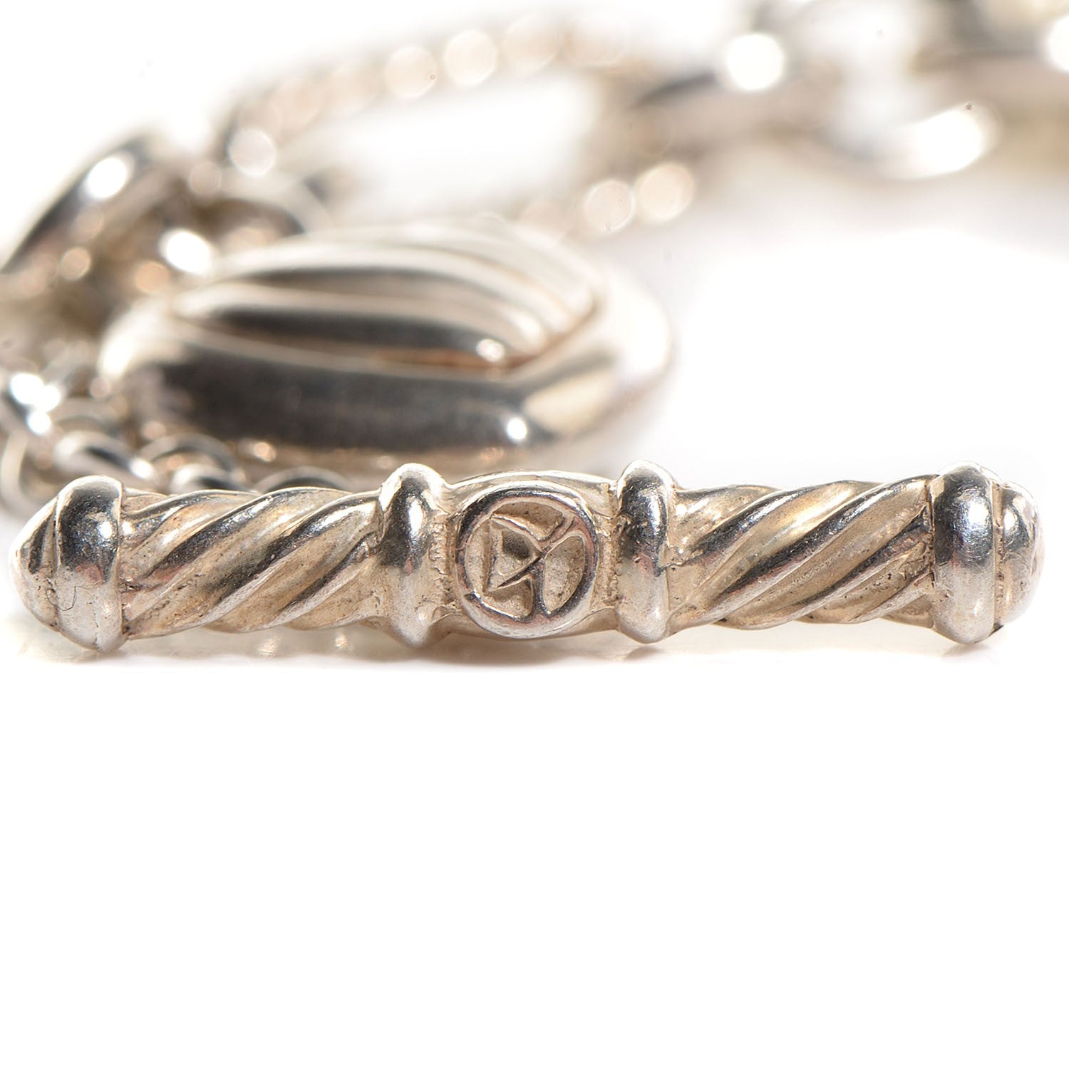 David Yurman Sterling Silver 18K Yellow Gold Cable Heart 5 Charm Bracelet 5 of 5