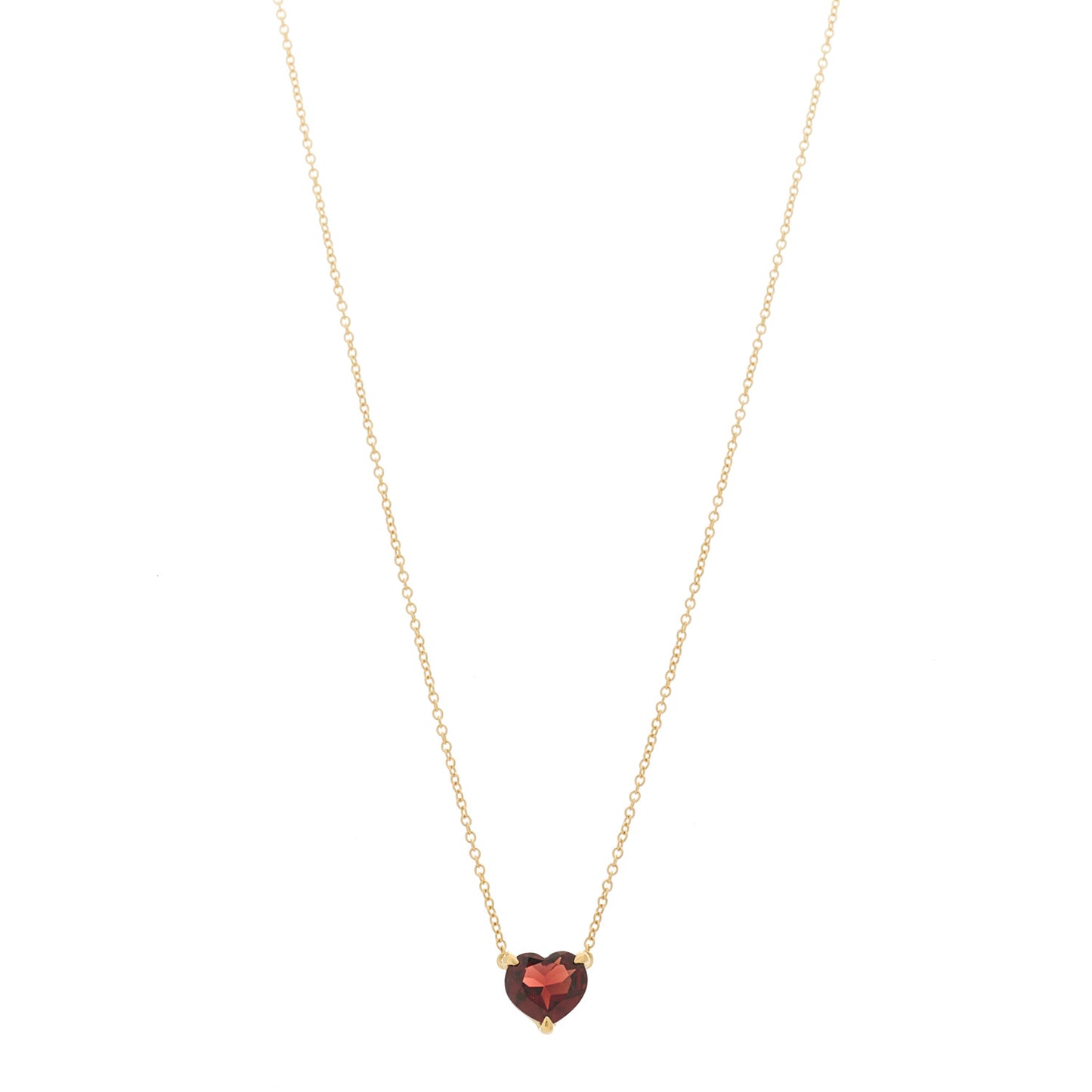 18K Yellow Gold Garnet Heart Pendant Necklace
