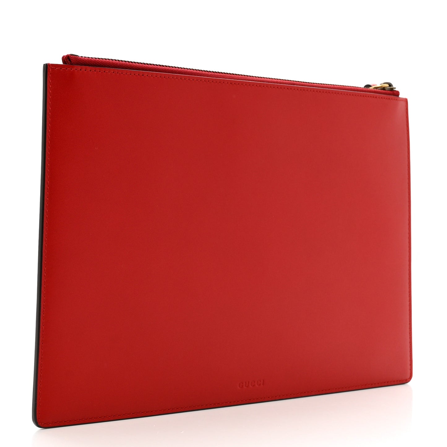 Calfskin GucciGhost Print Pouch Hibiscus Red