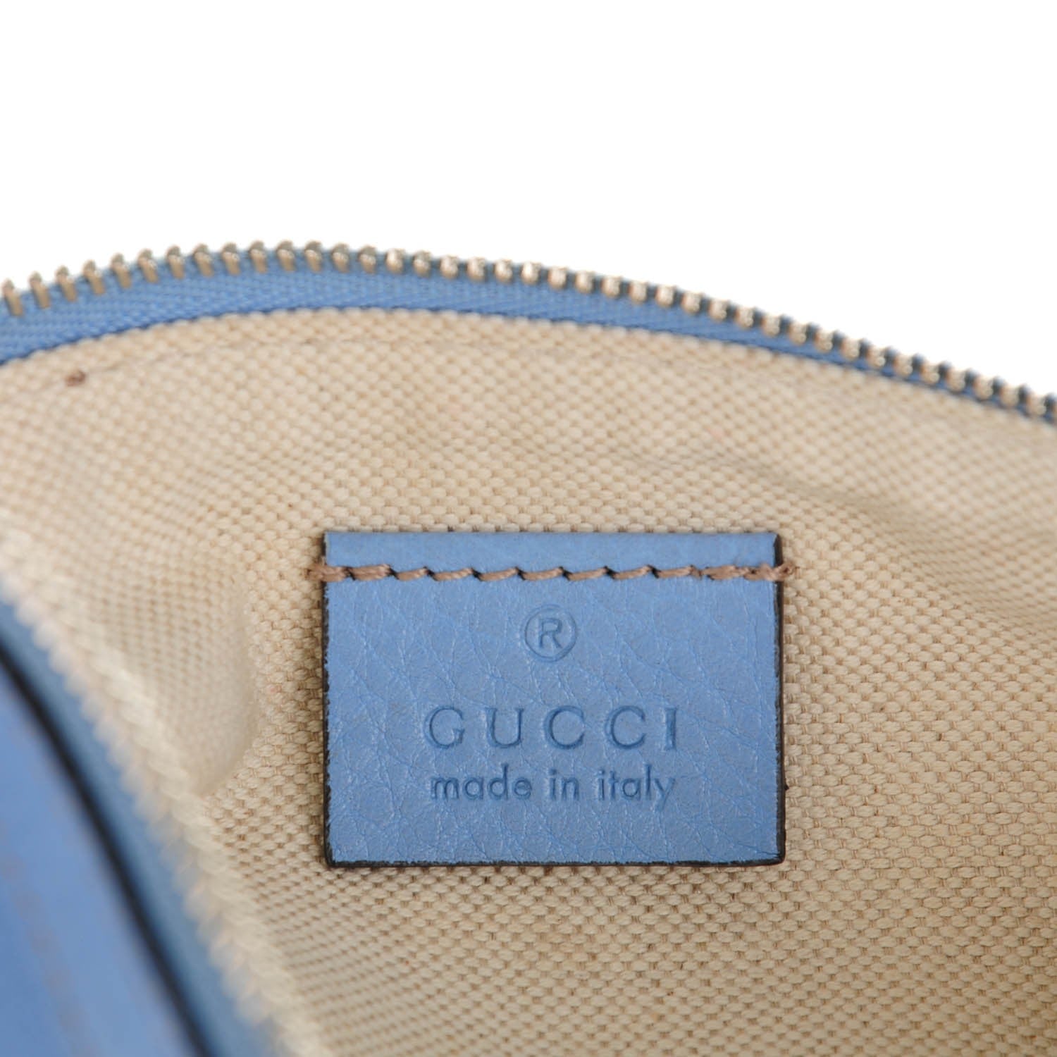 Gucci Pebbled Calfskin Zip Pouch Mineral Blue 7 of 8