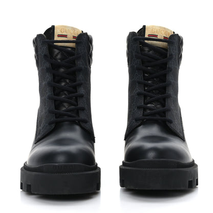 Gucci Apollo Calfskin GG Supreme Nappa Samoa Quilted Lace Up Ankle Boots 38.5 Black 2 of 10