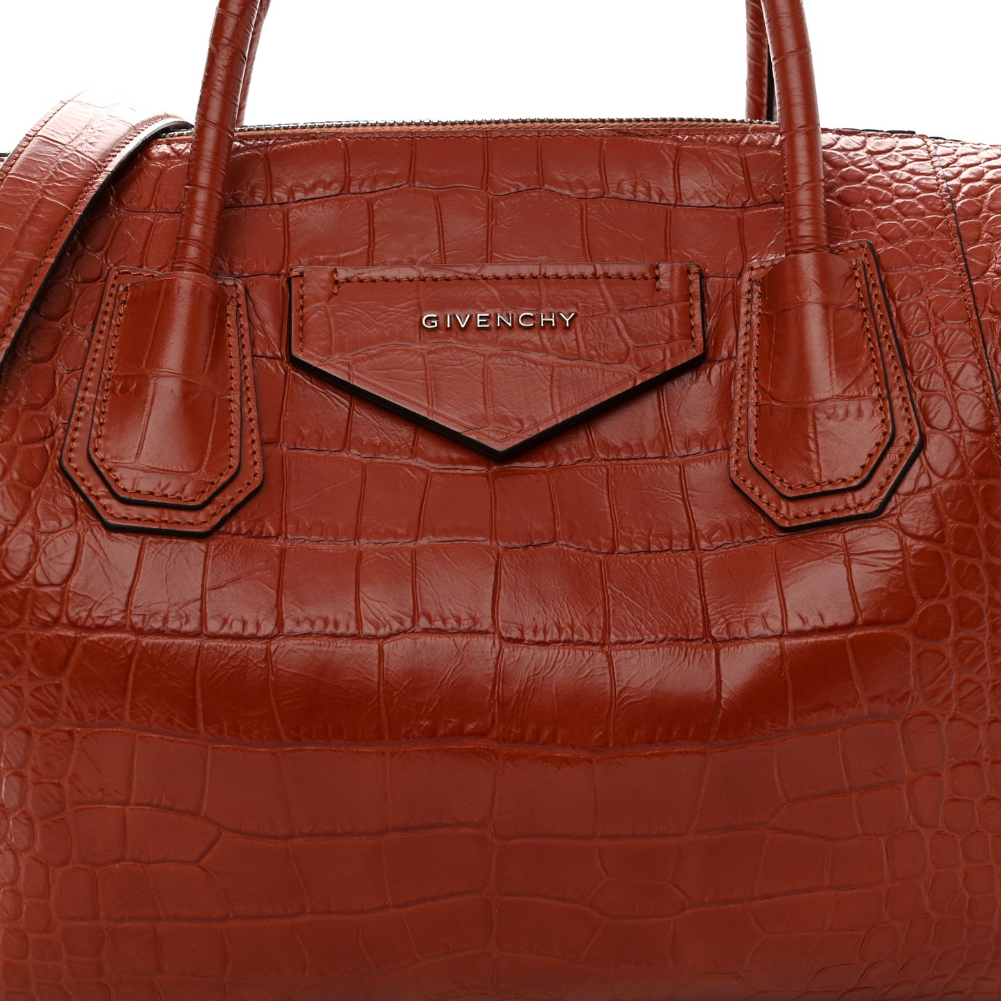 Calfskin Crocodile Embossed Medium Soft Antigona Paprika