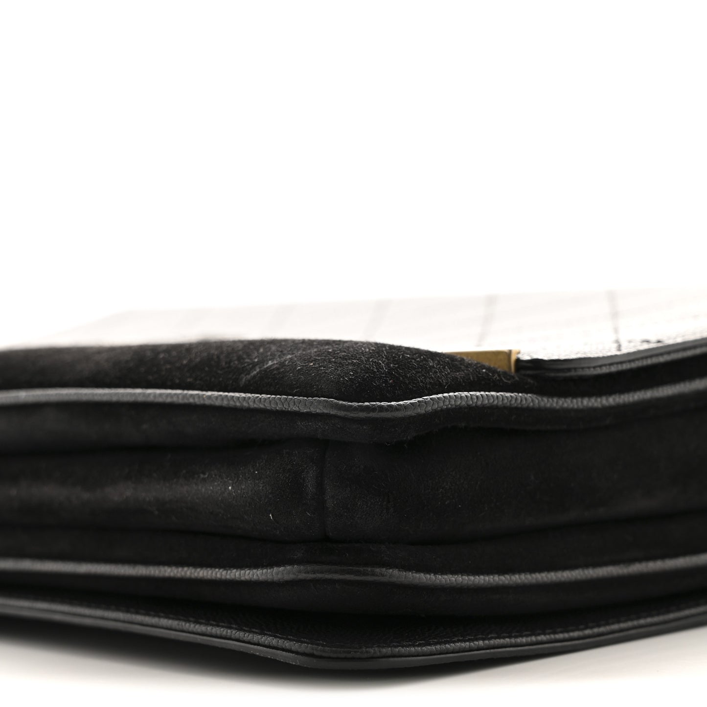 Caviar Suede Stitched Lady Coco Flap Black