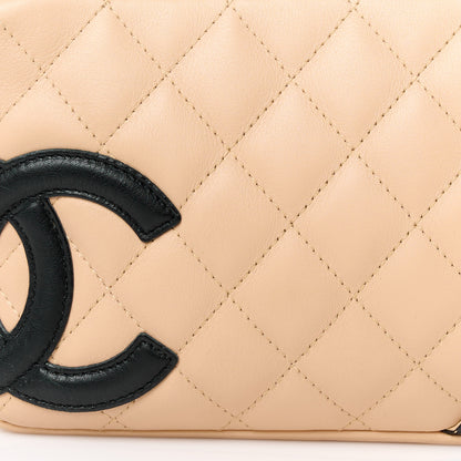 Chanel Calfskin Quilted Cambon Pochette Beige Black 8 of 10