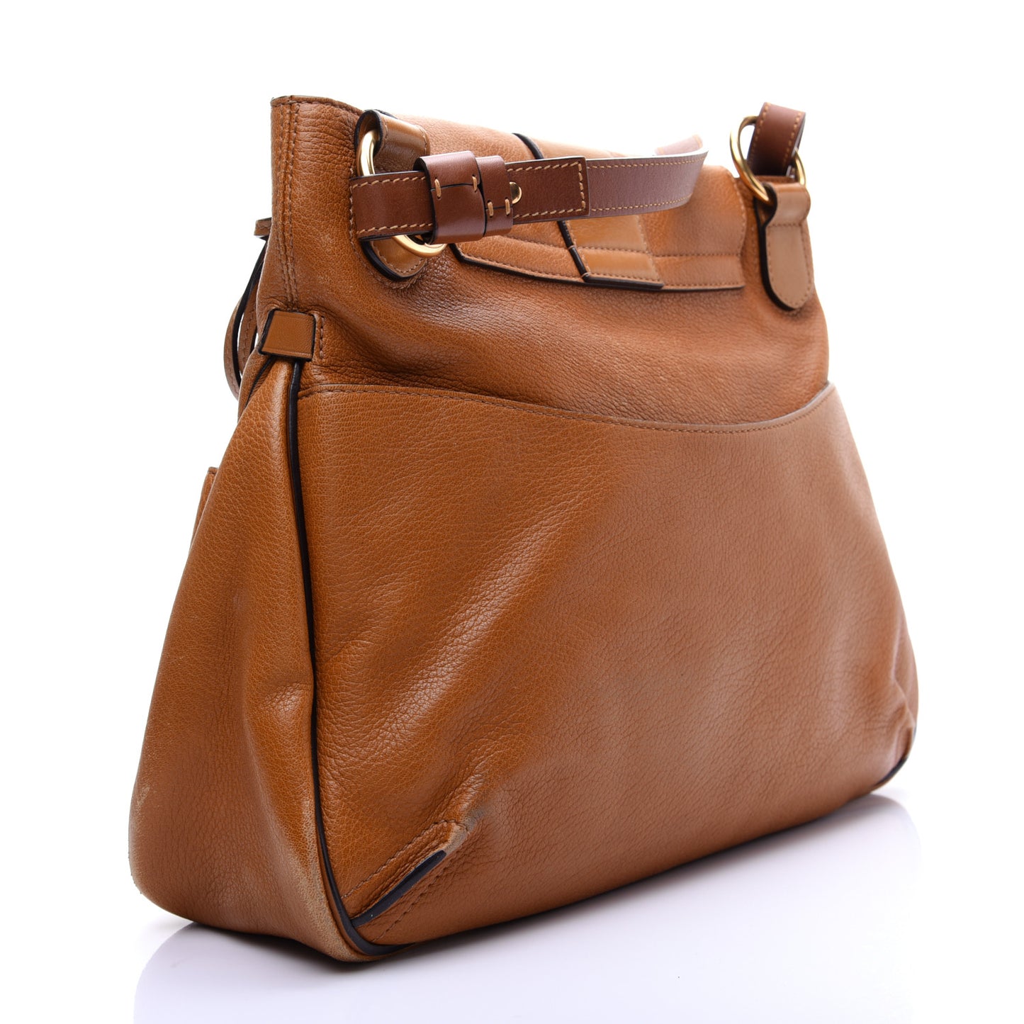 Grained Lambskin Medium Lexa Shoulder Bag Mustard Brown