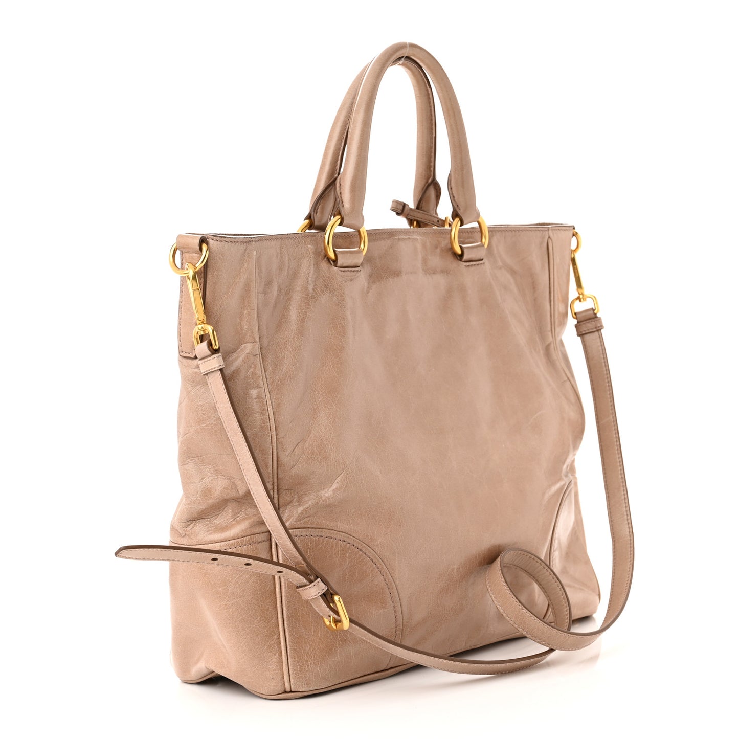 Vitello Shine Shopping Satchel Argilla