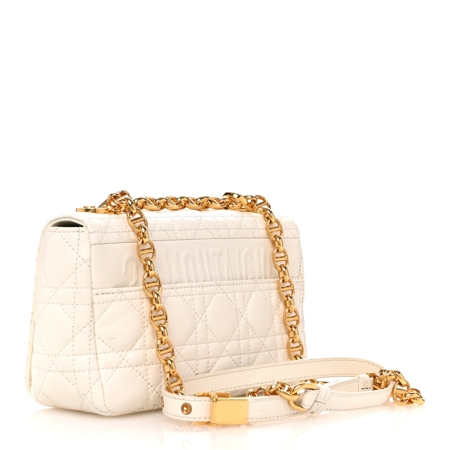Calfskin Cannage Small Caro Bag Ivory