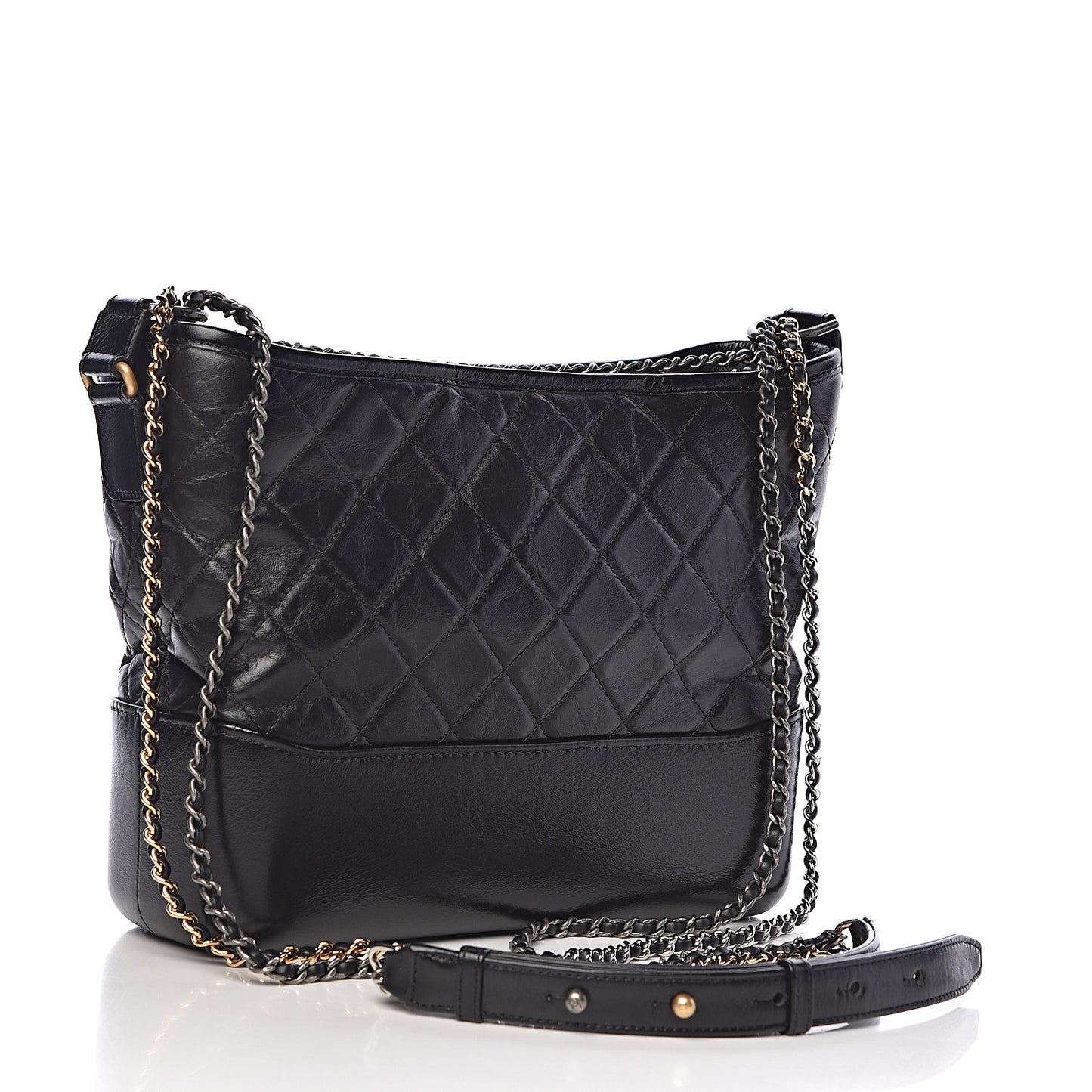 Aged Calfskin Quilted Medium Gabrielle Hobo Black