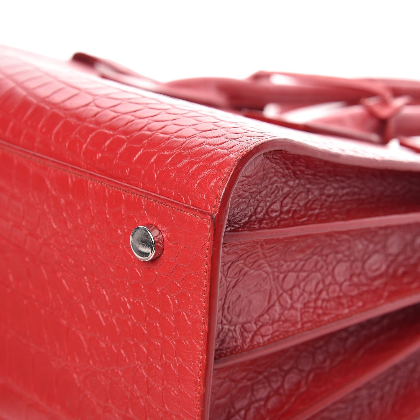 Calfskin Crocodile Embossed Small Sac De Jour Eros Red
