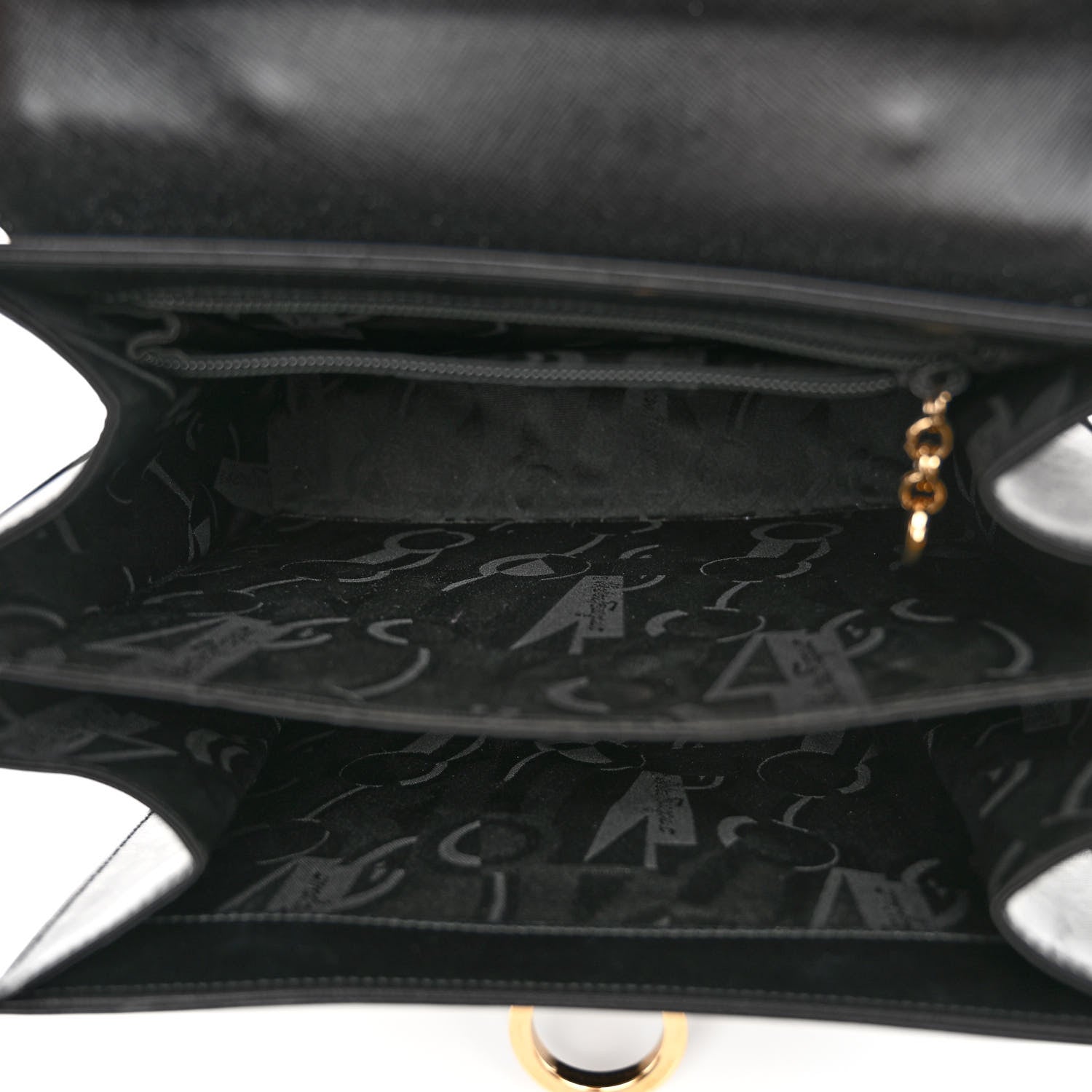 Salvatore Ferragamo Hammered Calfskin Medium Iconic Top Handle Bag Black 5 of 12