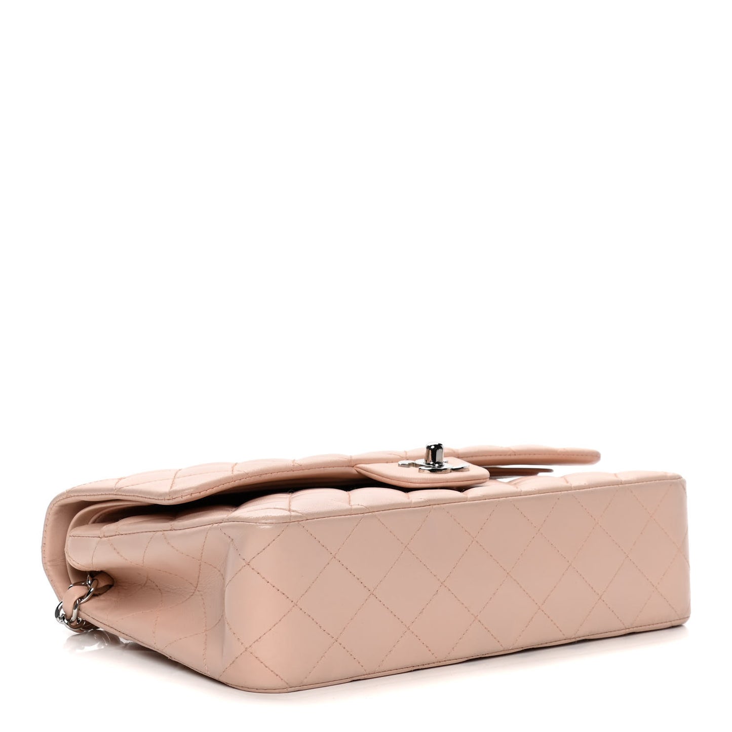 Lambskin Quilted Medium Double Flap Light Pink