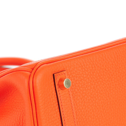 Hermes Taurillon Clemence Birkin 30 Orange Poppy 8 of 27