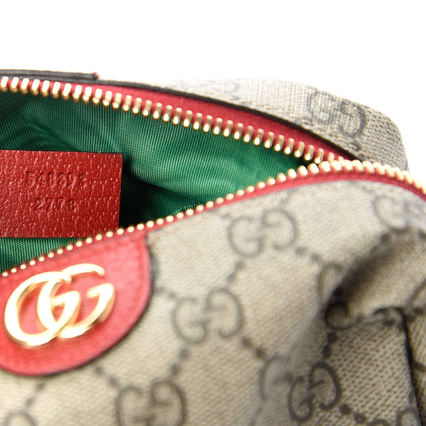 Soft GG Supreme Monogram Calfskin Medium Ophidia Cosmetic Case Beige Ebony Hibiscus Red