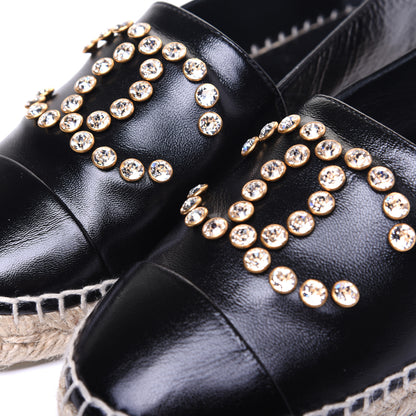 Chanel Patent Calfskin Crystal CC Espadrilles 36 Black 12 of 13