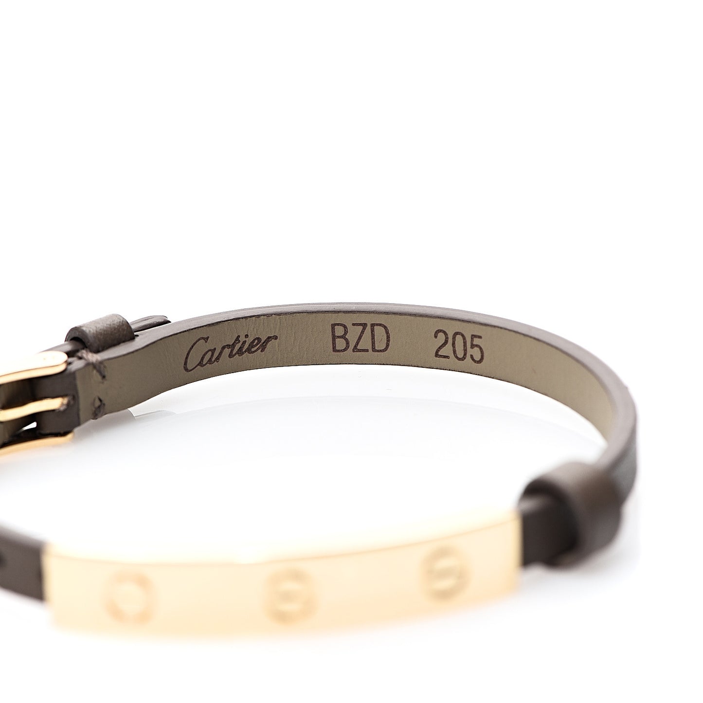 18K Yellow Gold Calfskin 3 Motif LOVE Bracelet Taupe