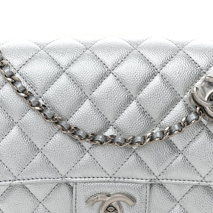 Chanel Metallic Caviar Quilted Medium CC Slide Flap Silver 8 of 10