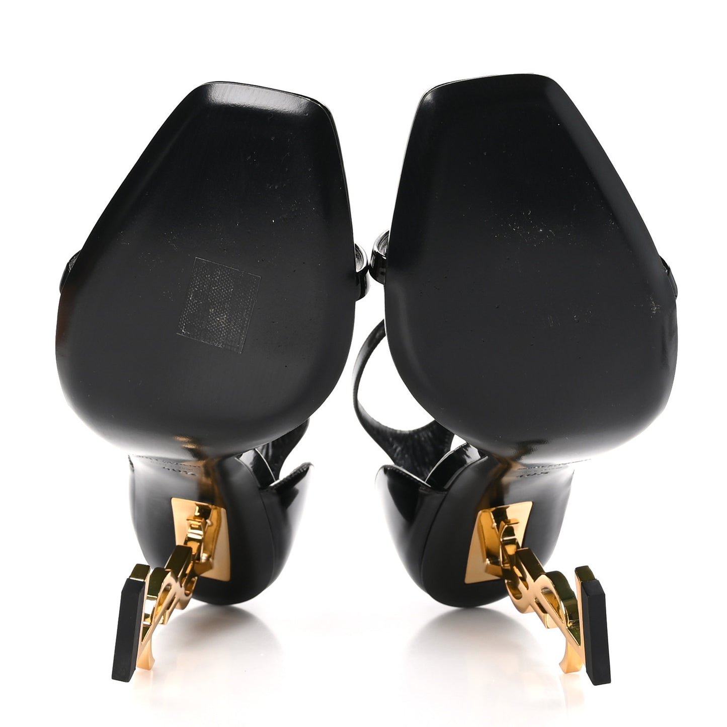 Patent Calfskin Opyum 110 Sandals 40.5 Black Gold