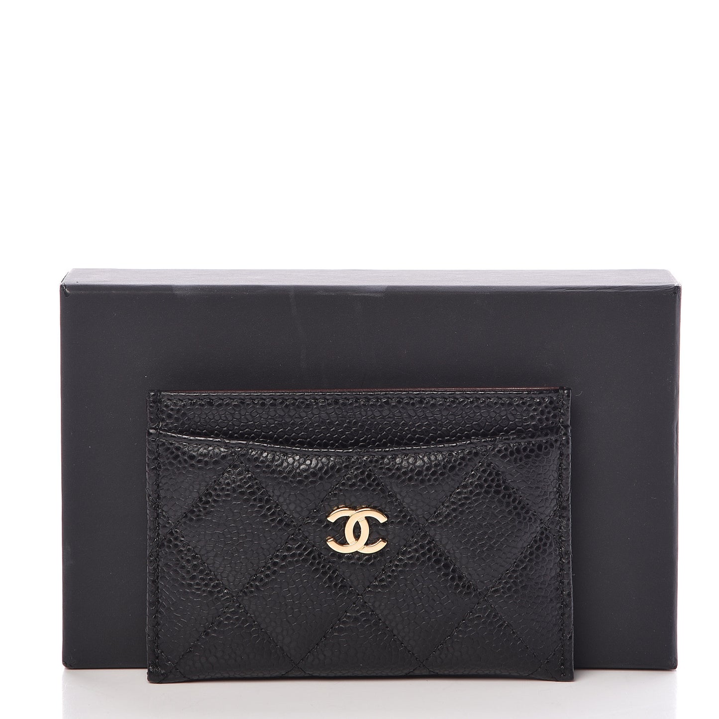 Caviar Quilted Card Holder Black