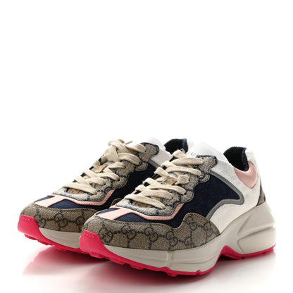Gucci GG Supreme Monogram Mix Monogram Womens Rhyton Sneakers 36 London Blue Beige Pale Pink 3 of 7