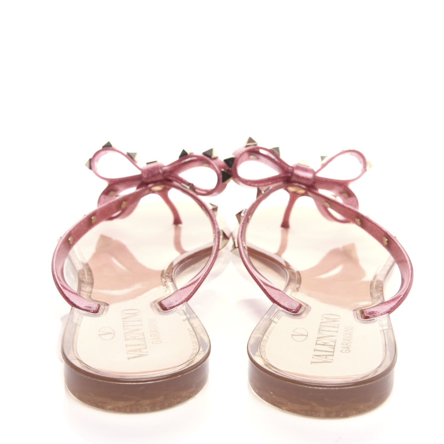 Valentino Garavani PVC Jelly Glitter Rockstud Bow Thong Sandals 40 Pink 7 of 10