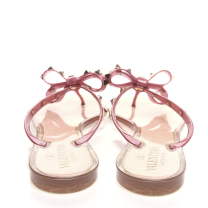 Valentino Garavani PVC Jelly Glitter Rockstud Bow Thong Sandals 40 Pink 7 of 10