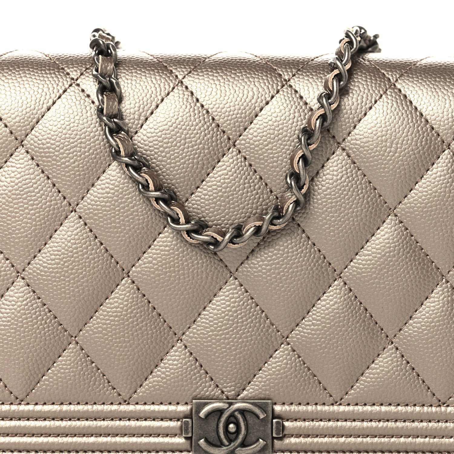 Chanel Metallic Caviar Quilted Boy Wallet On Chain WOC Copper 9 of 12