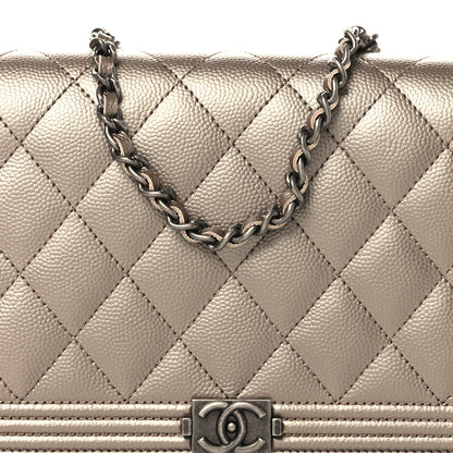 Chanel Metallic Caviar Quilted Boy Wallet On Chain WOC Copper 9 of 12