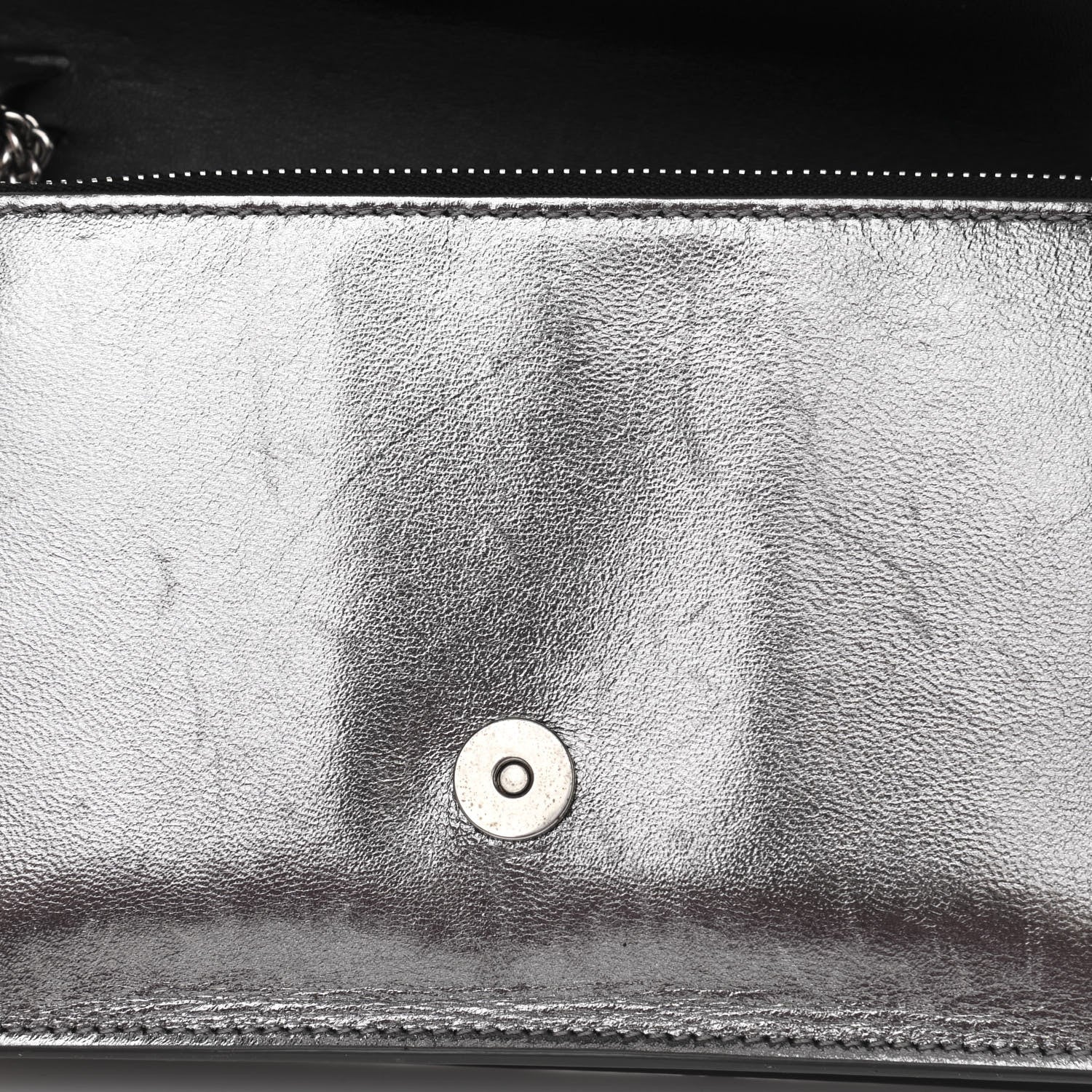 Givenchy Metallic Lambskin Logo Chain Wallet Silver 10 of 10