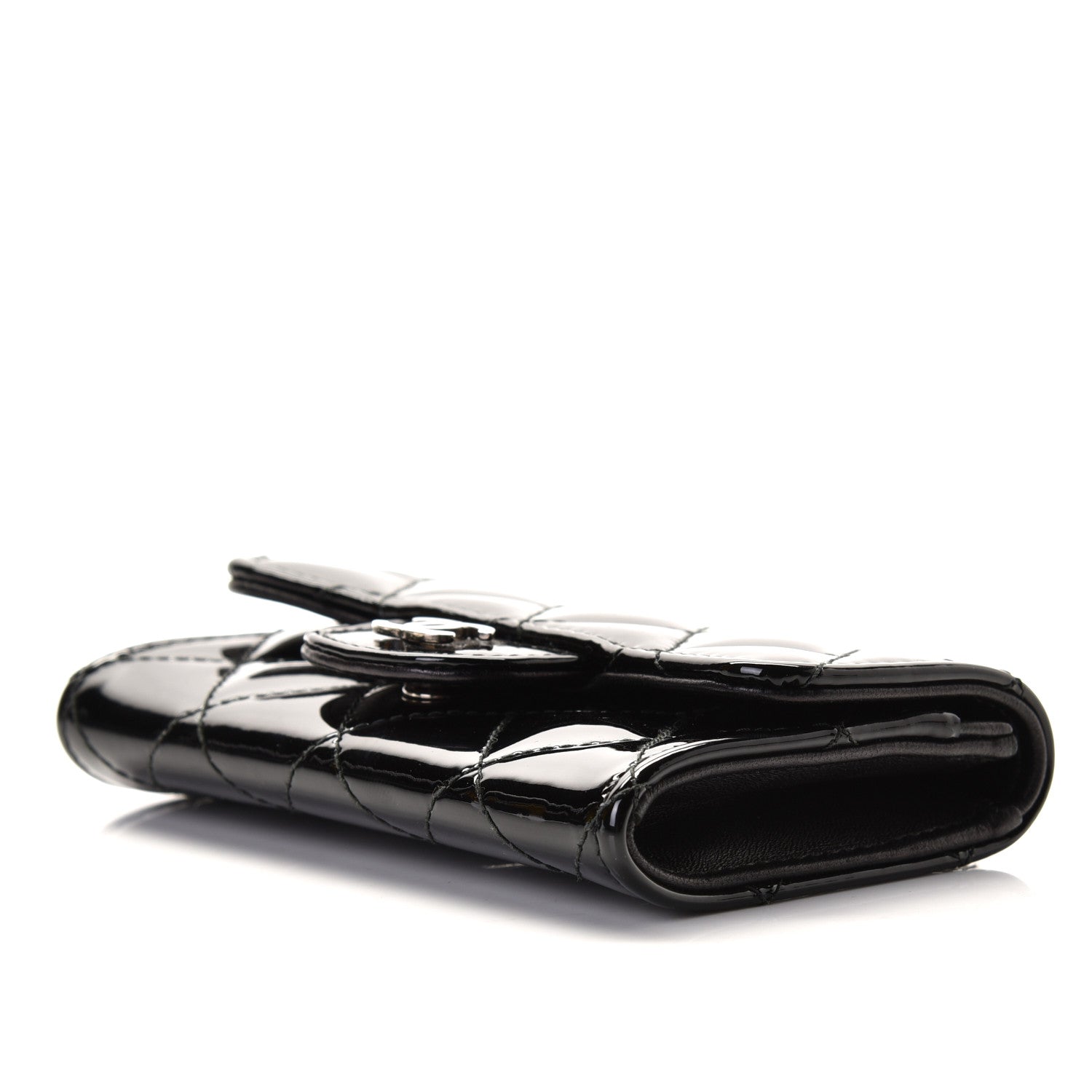 Chanel Patent Quilted Flap Card Holder Black 3 of 6