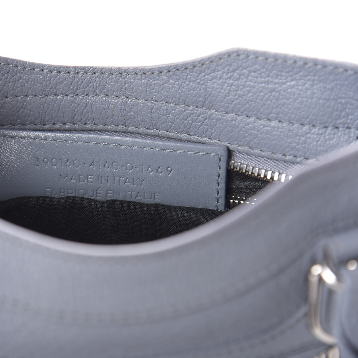Chevre Silver Metallic Edge Hardware Mini City Bleu Acier