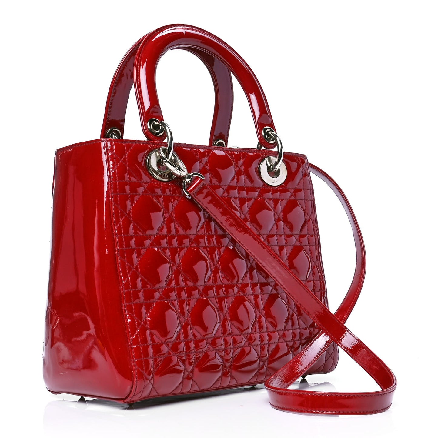 Patent Cannage Medium Lady Dior Red