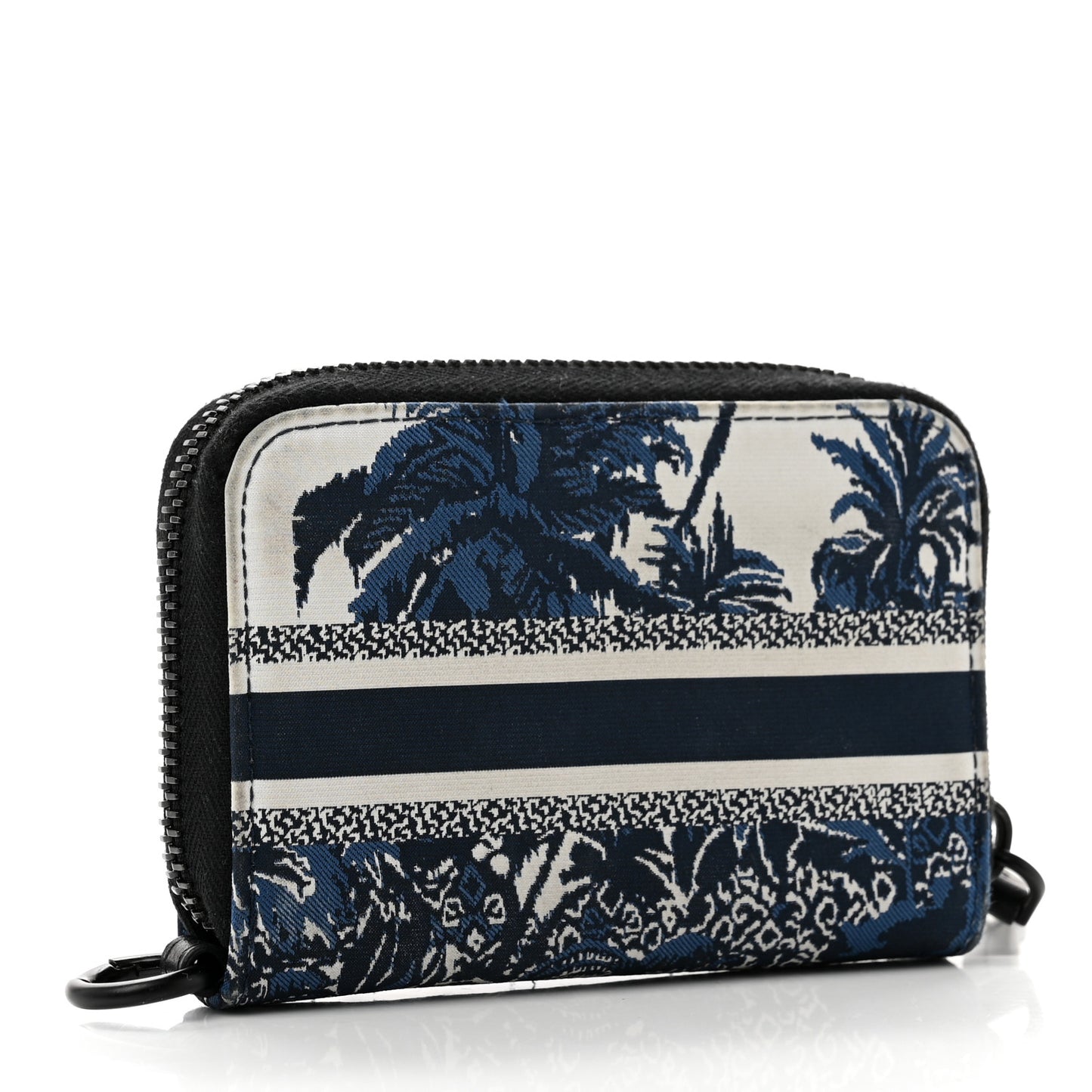 Technical Fabric Embroidered Palm Tree Toile De Jouy DiorTravel Detachable Card Holder Blue