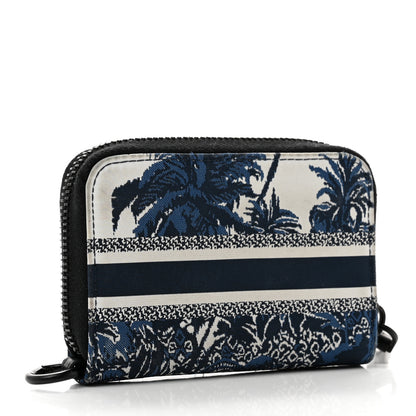 Christian Dior Technical Fabric Embroidered Palm Tree Toile De Jouy DiorTravel Detachable Card Holder Blue 3 of 7