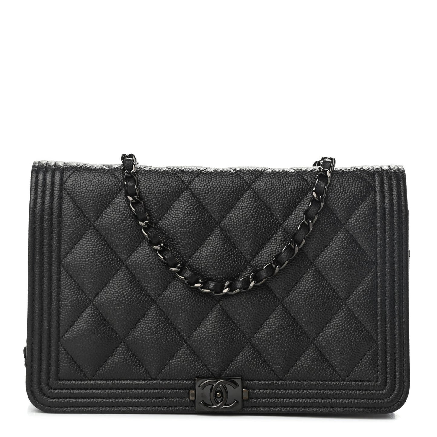 Caviar Quilted Boy Wallet On Chain WOC So Black