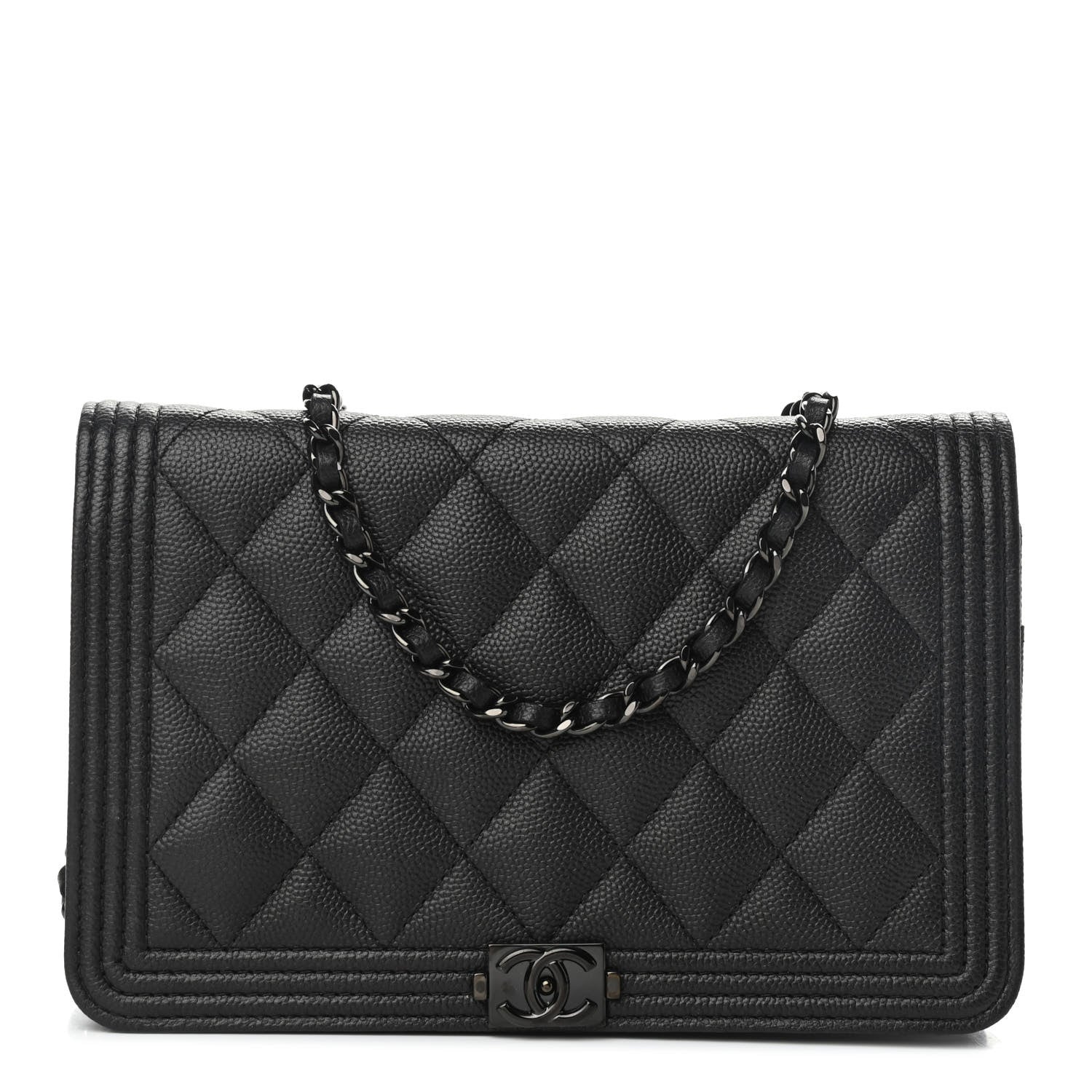 Chanel Caviar Quilted Boy Wallet On Chain WOC So Black 1 of 11