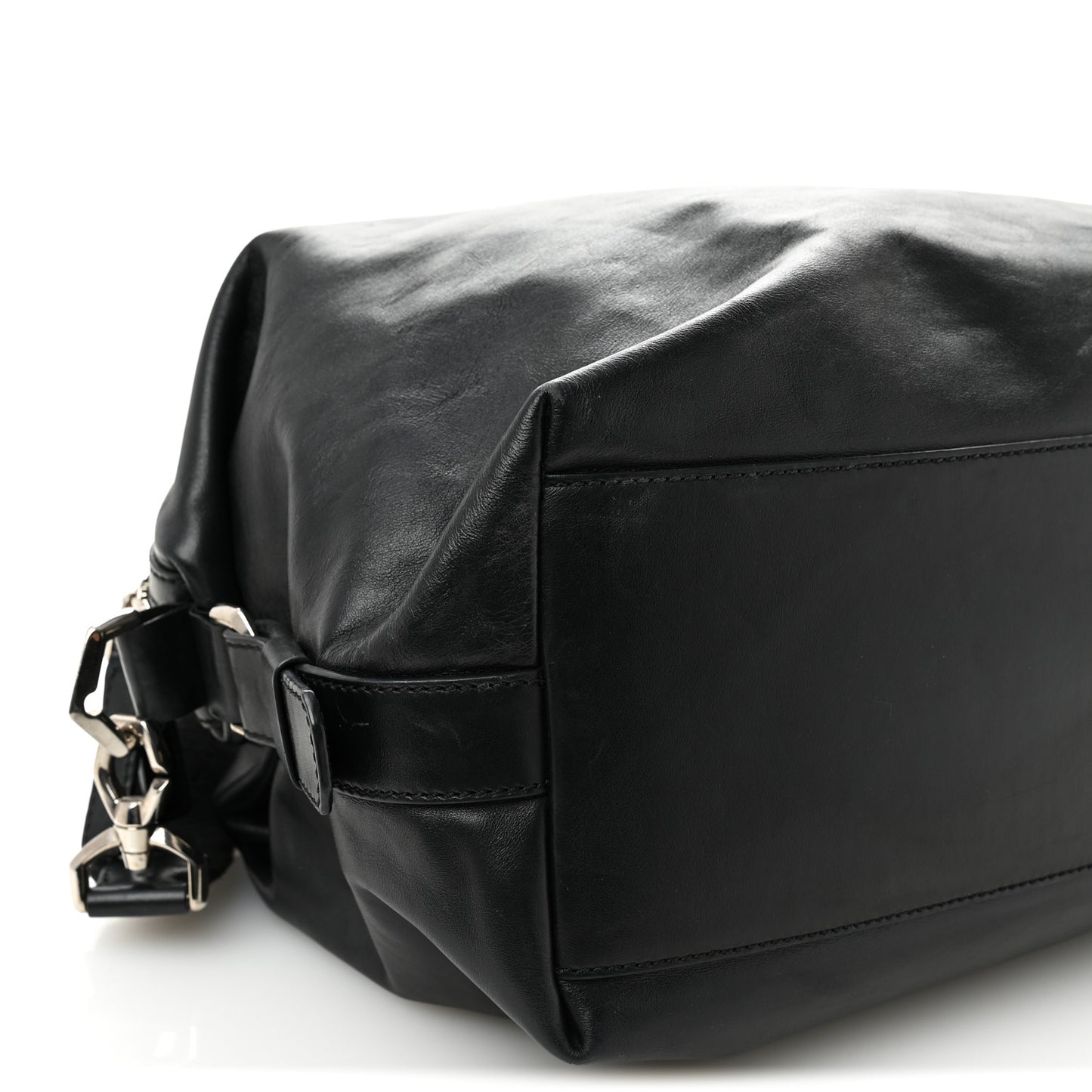 Waxed Calfskin Medium Nightingale Logo Strap Black
