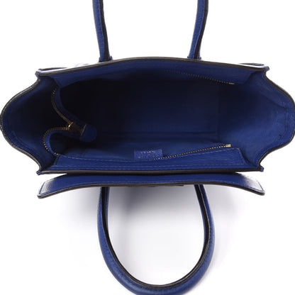 Celine Drummed Calfskin Nano Luggage Indigo 5 of 9