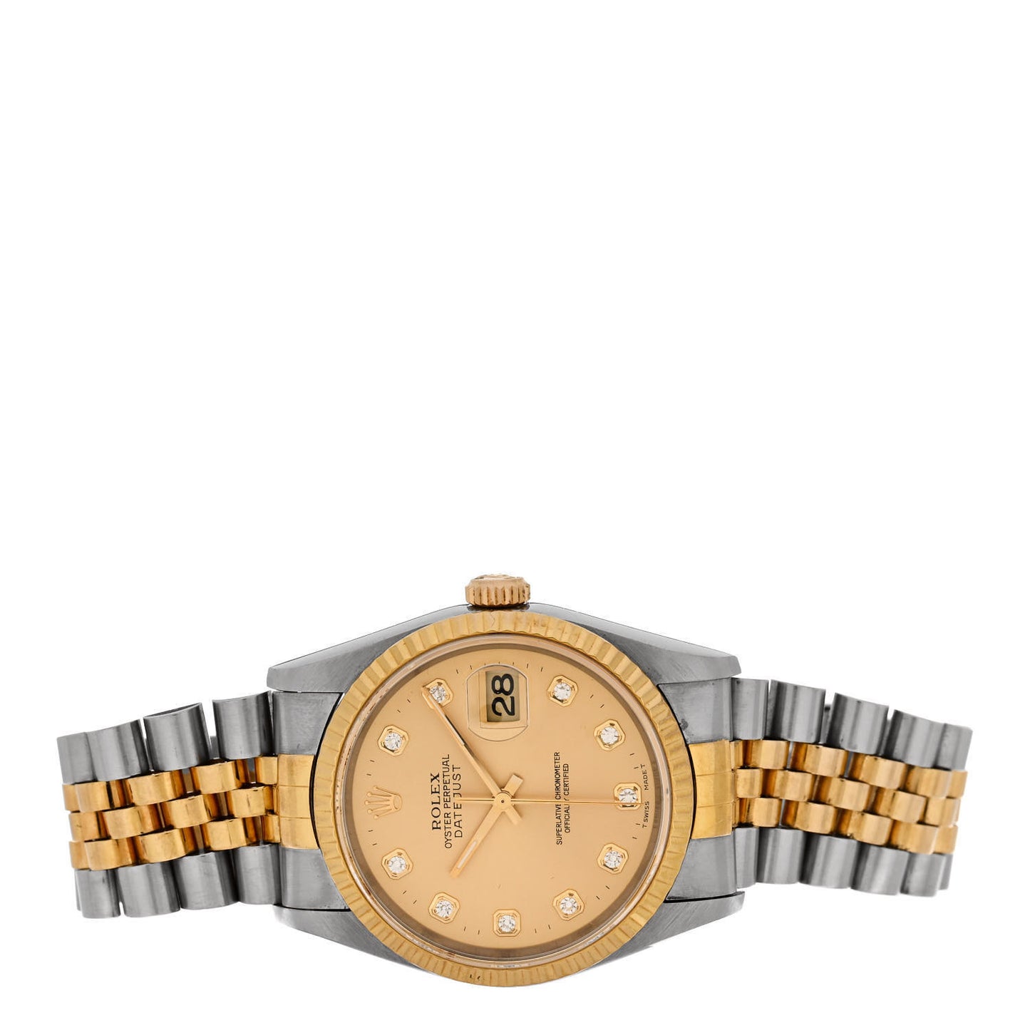 Stainless Steel 18K Yellow Gold Diamond 36mm Oyster Perpetual Datejust Watch Champagne 16233