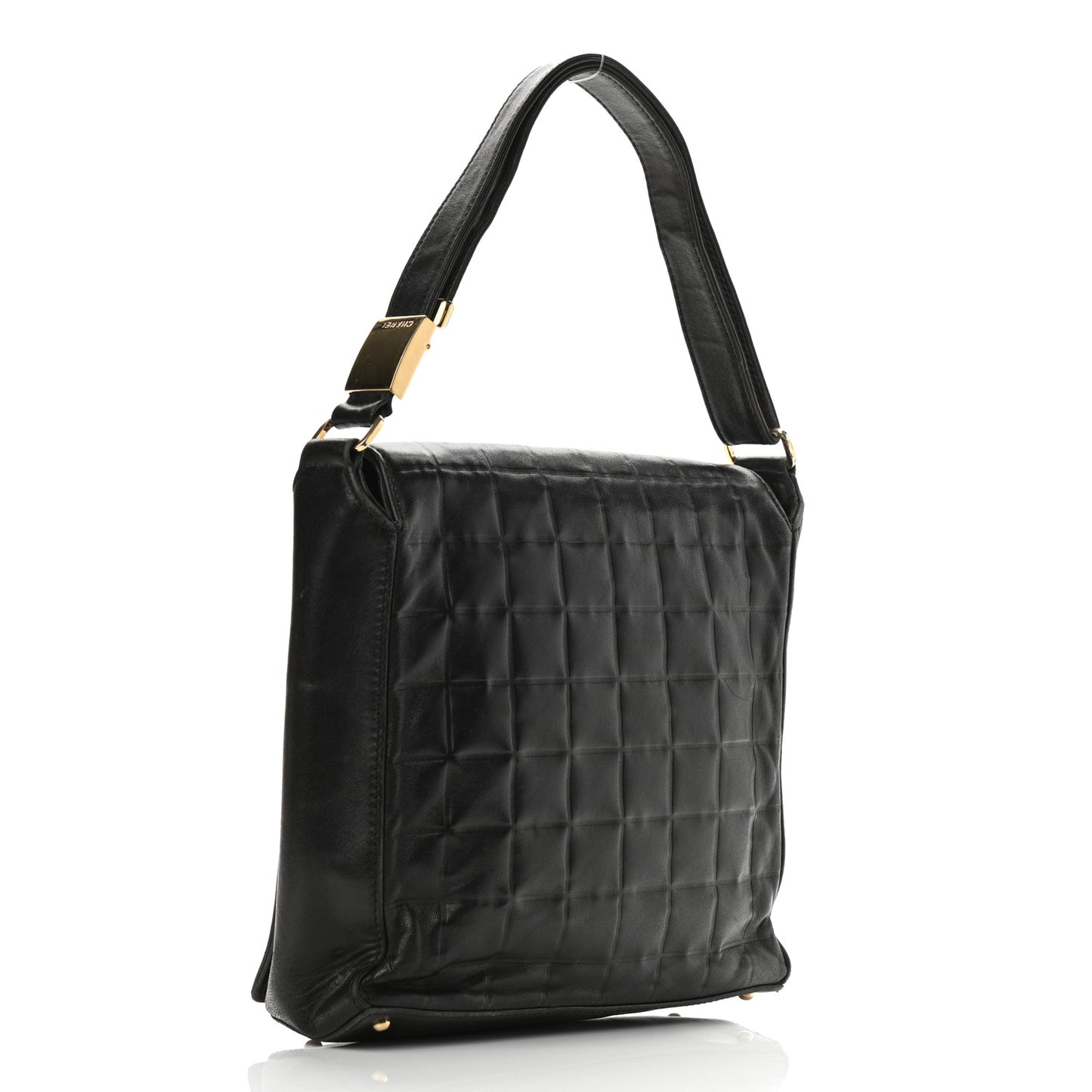 Lambskin Quilted Small Chocolate Bar Shoulder Bag Black