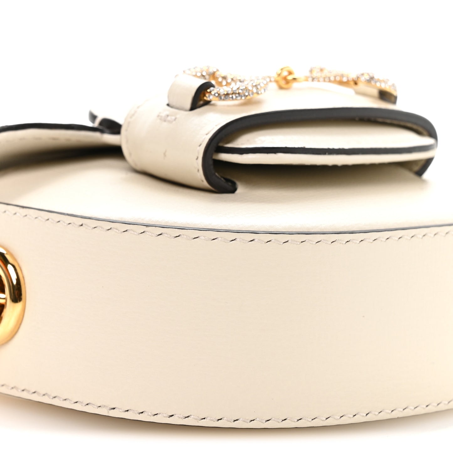 Azalea Calfskin Crystal GG Monogram Mini Horsebit 1955 Waist Bag Mystic White