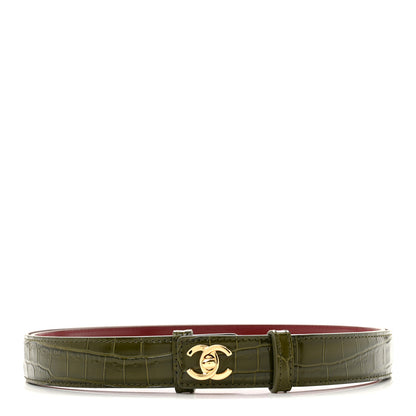 Chanel Crocodile Embossed Calfskin Belt  Khaki 1 of 4