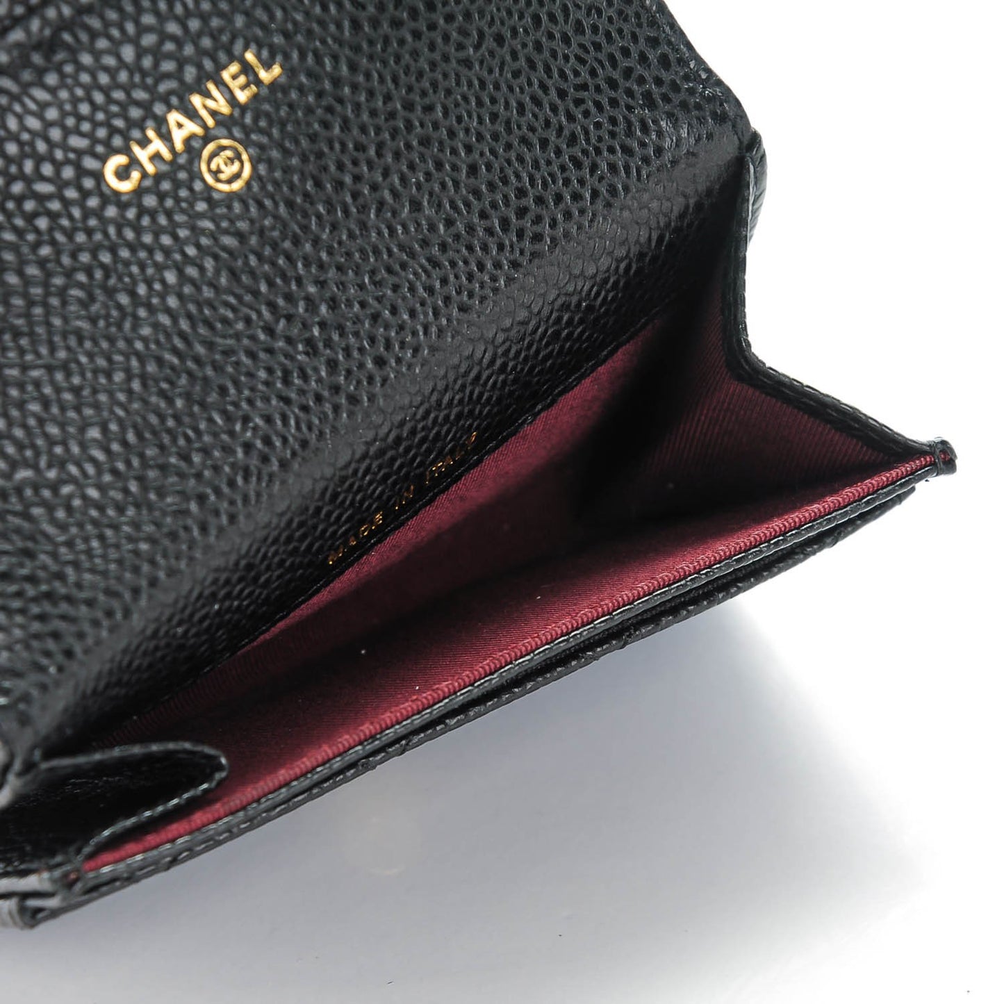 Caviar Quilted Flap Card Holder Black