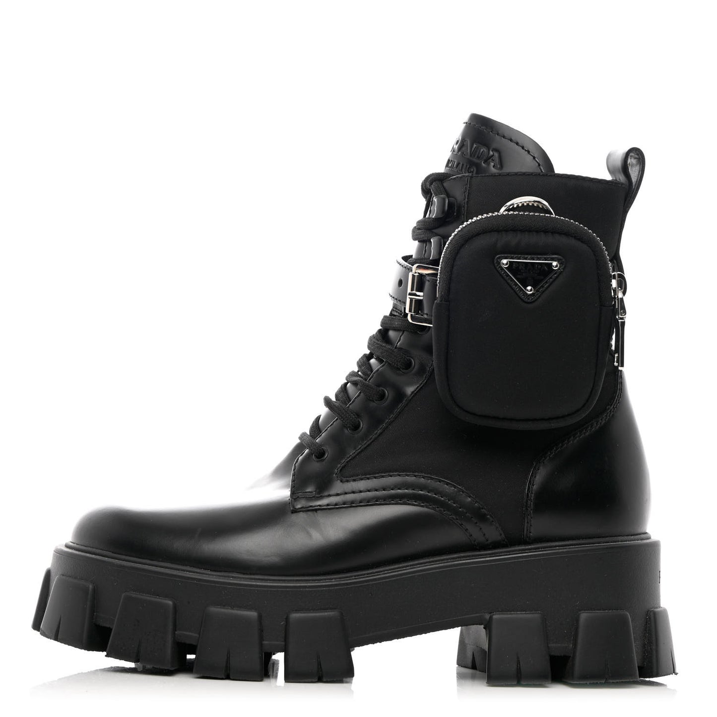 Spazzolato Rois Nylon Metal Triangle Logo Monolith Pouch Pocket 55mm Boots 38.5 Black