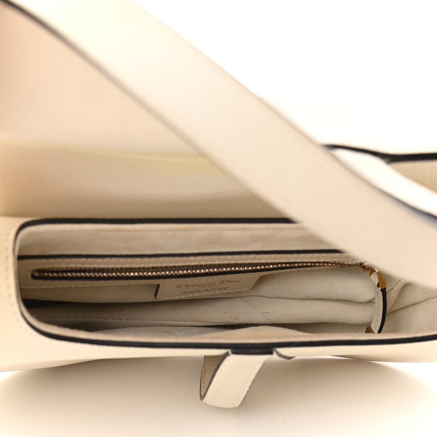 Grained Calfskin Saddle Bag White