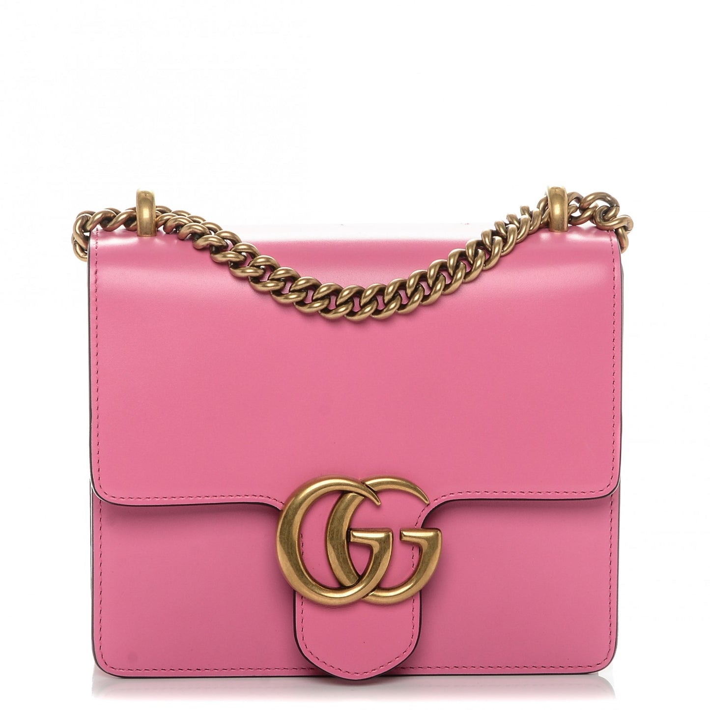 Knight Calfskin Small GG Marmont Chain Handle Bag Pink Tropical Flower