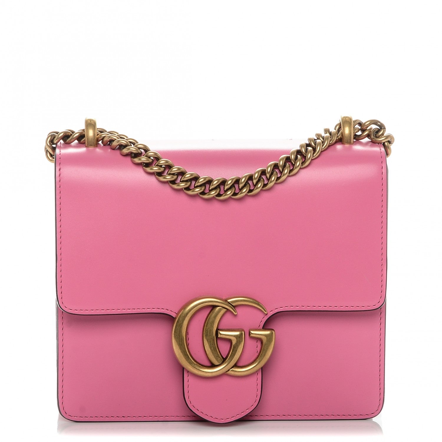 Gucci Knight Calfskin Small GG Marmont Chain Handle Bag Pink Tropical Flower 1 of 7
