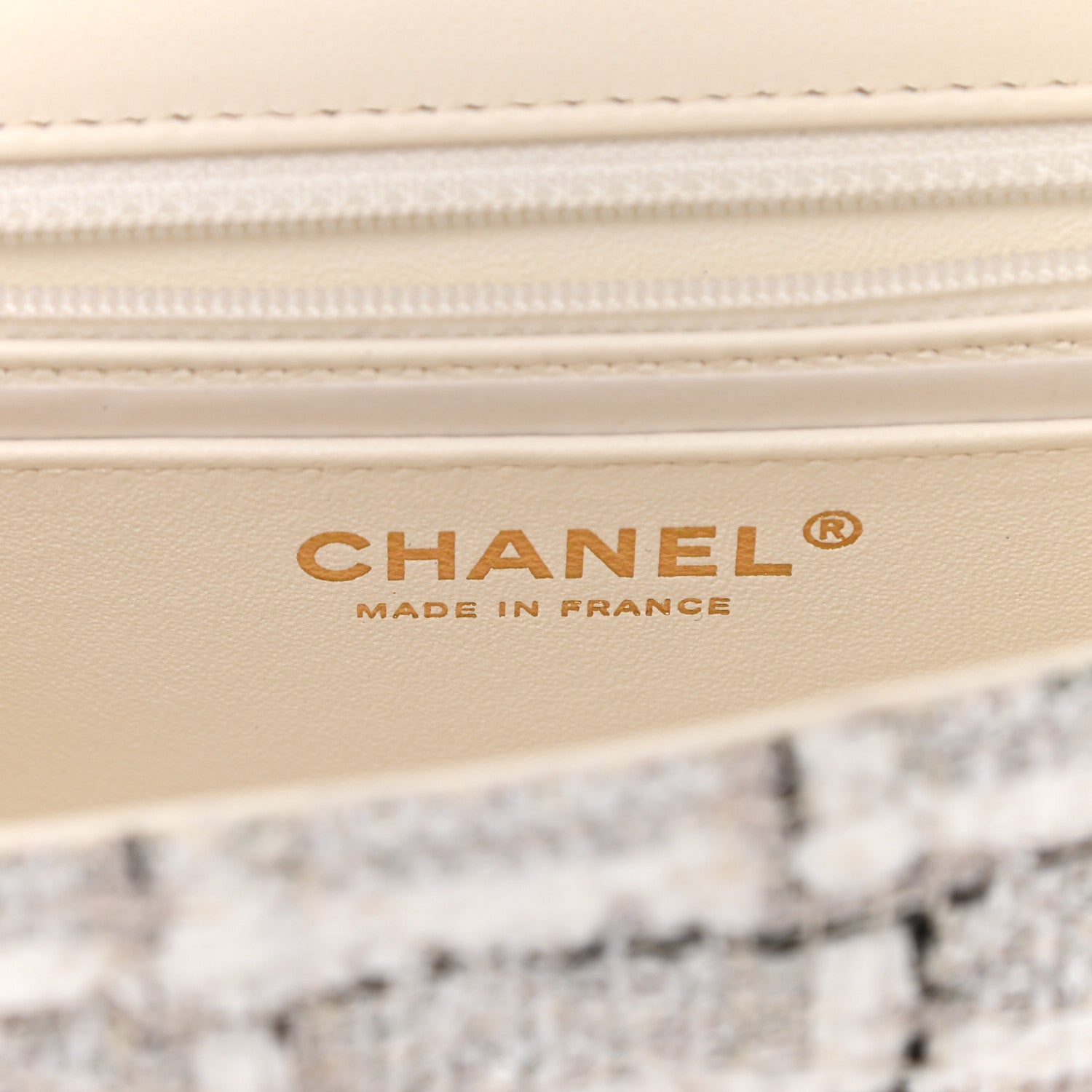 Chanel Tweed Quilted Mini Rectangular Flap White Grey 6 of 10