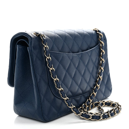 Chanel Caviar Quilted Jumbo Double Flap Navy Blue 3 of 10