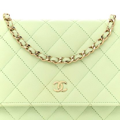 Chanel Caviar Quilted Wallet on Chain WOC Light Green 9 of 20