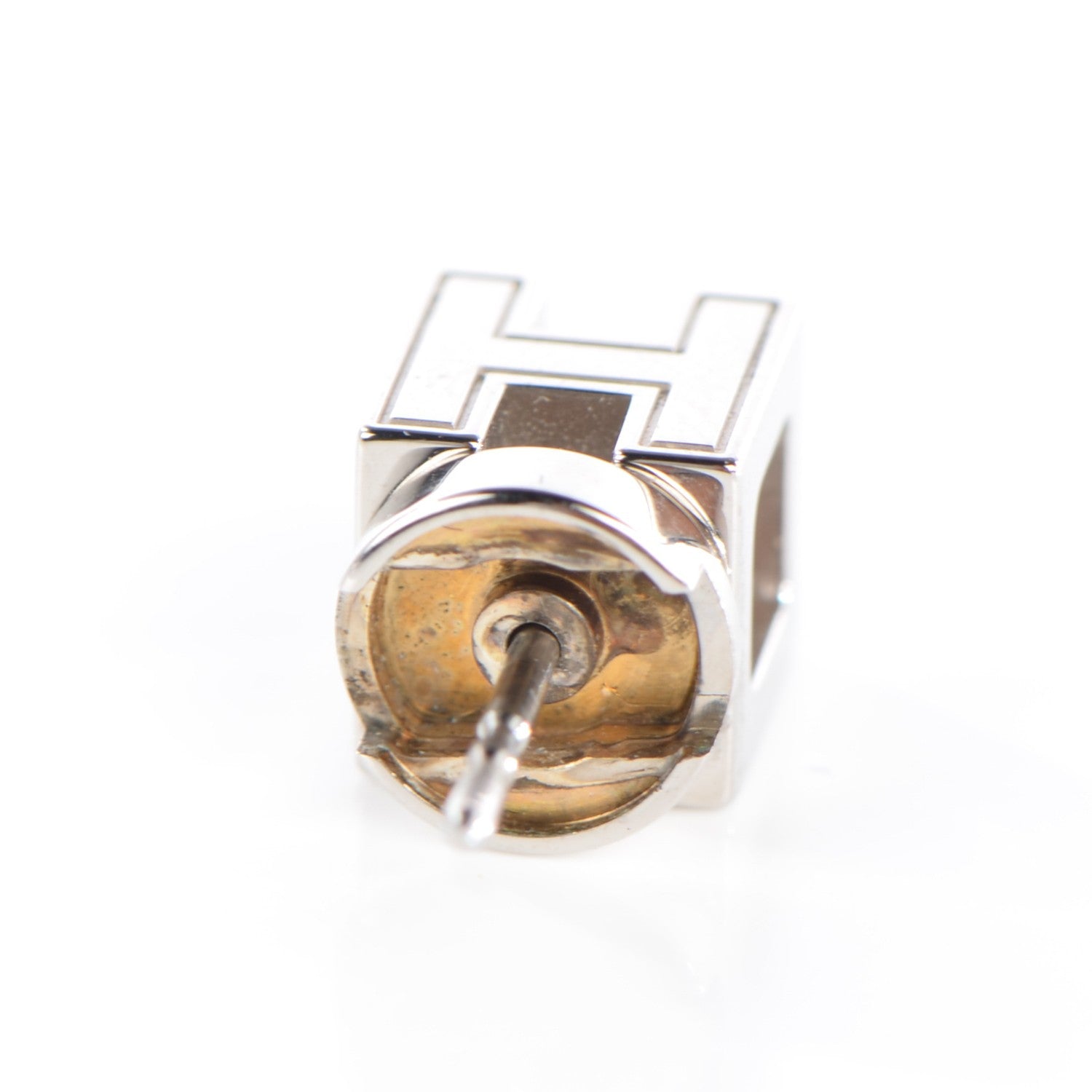 Hermes Palladium Lacquered Cage d'H Earrings Bleu 6 of 6